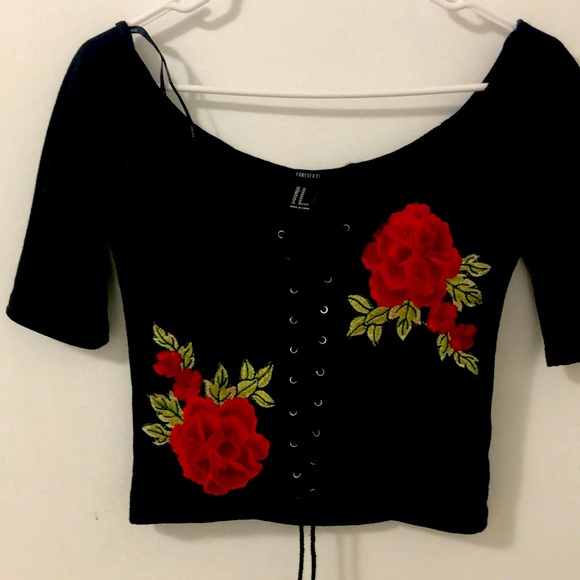 forever 21 blouse with flowers - Picture 1 of 3